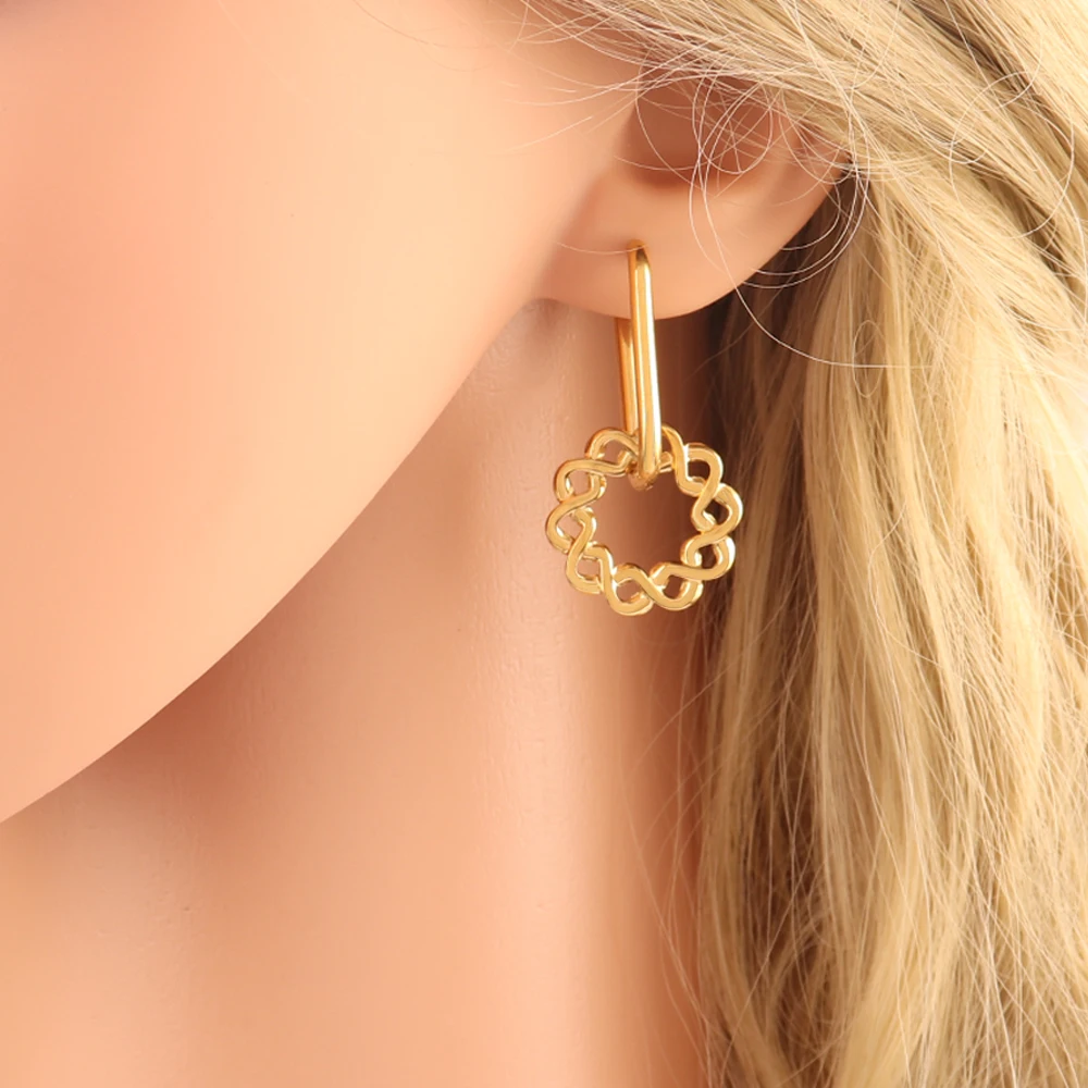 18k Gold Plated 316L Stainless Steel Hoop Huggie Earrings Heart Earring Charm Geometry Trendy Waterproof Jewelry