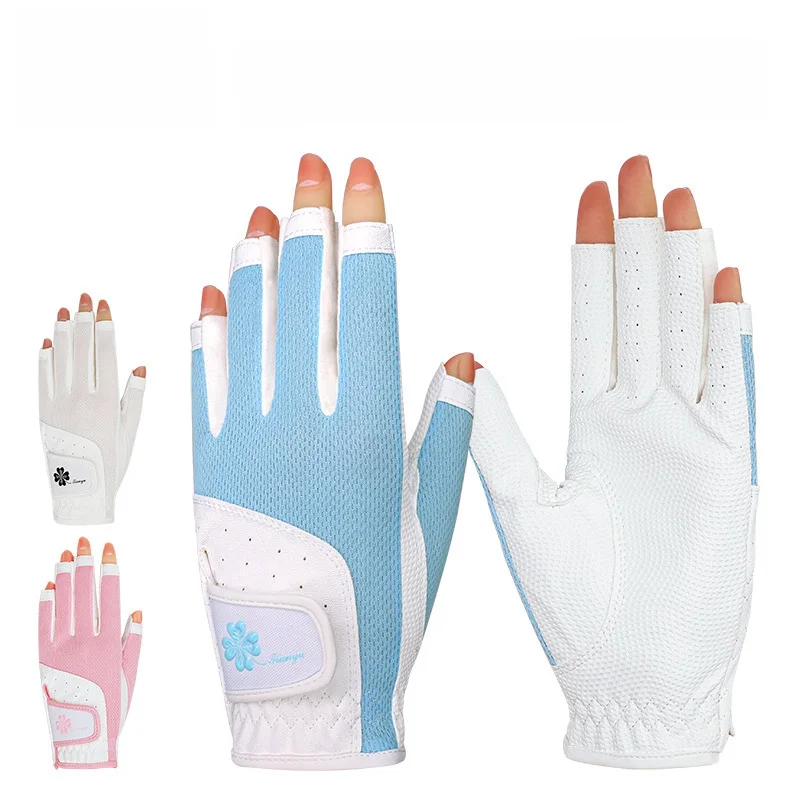 

TTYGJGolf Gloves Women's Slip-Resisting Silicone Gloves Breathable Open Finger Touch Screen Outdoor Sports Gloves