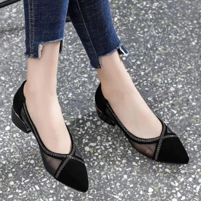 Shoes for Women 2023 High Quality Spring and Autumn Women Pumps Solid Color Sequins PointedToe Shallow Mouth Zapatillas De Mujer