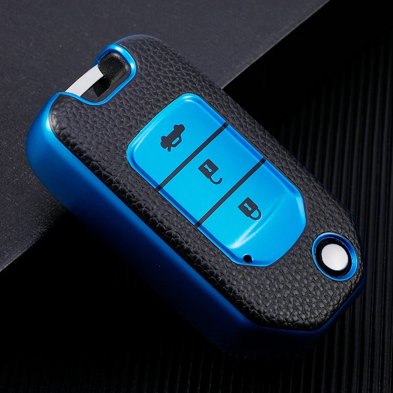 Leather Car Remote Key Case Cover for Honda CivIc HRV CRV XRV Crider Odyssey Fit Freed 2015 - 2018 Remote Key Protection