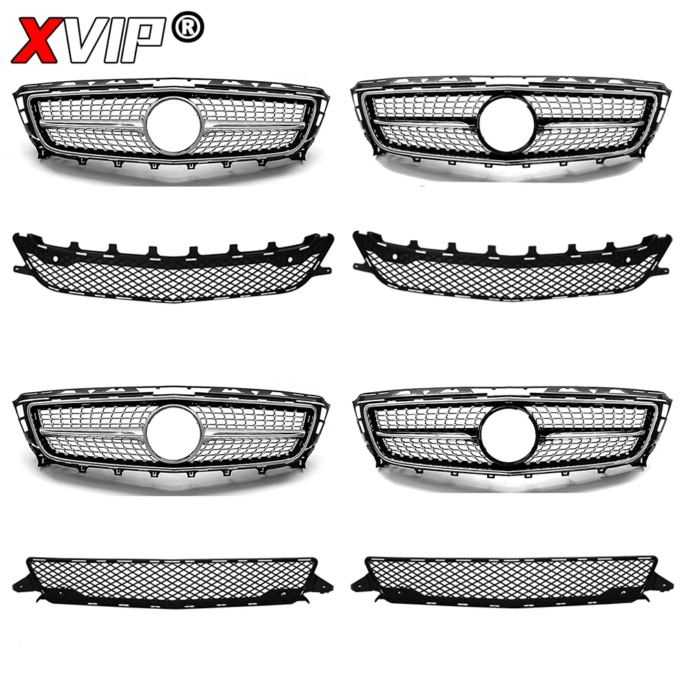 XVIP Chrome Silver GTR Style Front Racing Grille For Mercedes Benz CLS-Class W218 CLS350 CLS500 CLS550 2012-2014 Bumper Grilles