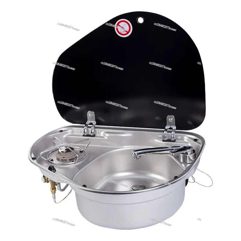 Stainless steel RV sink double head stove integrated stove