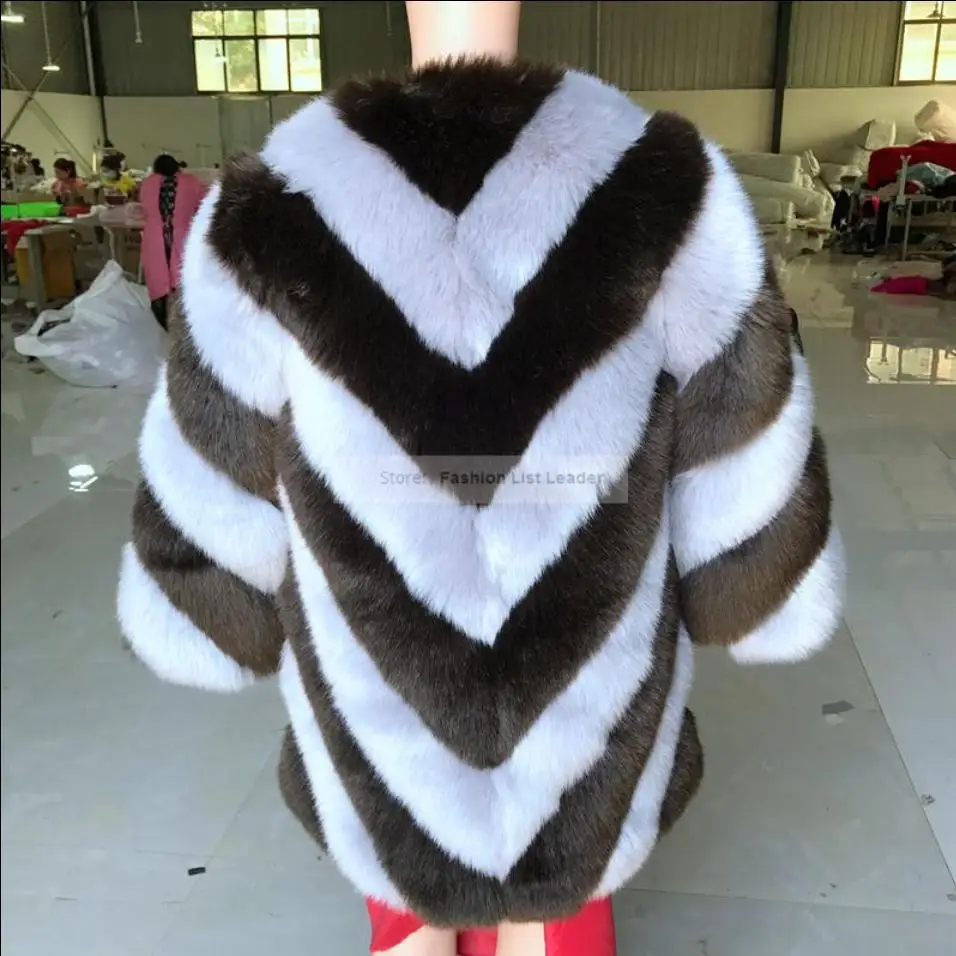 S-3XL moda Inverno Nuovo marchio di moda Giacca in pelliccia di volpe finta cuciture calde da donna più spesse Cappotto in pelliccia sintetica wj987