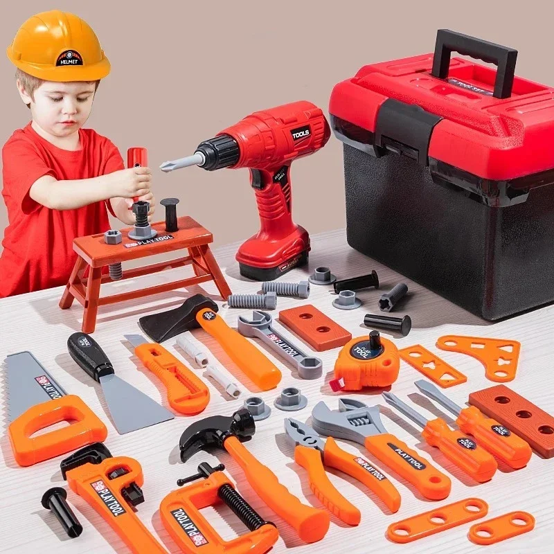 38PCS Pretend Tools Kit Kids Play Repair Tool Set Plastic Construction Toys with Screwdrivers for Toddler Boys Girls Child