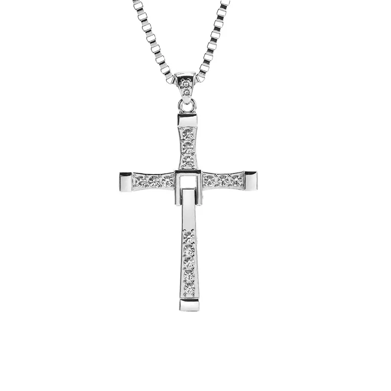 LLL Dominic Toretto el veloz y el furioso celebridad Vin Diesel artículo cristal Jesús hombres Cruz colgante collar joyería de regalo