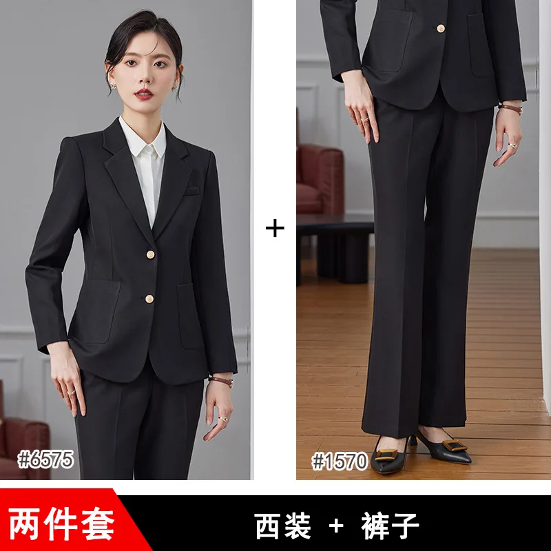 Blue Suit Set for Women Professional Formal Wear Spring and Autumn2024New Hotel Manager High-end Suit Jacket Workwear