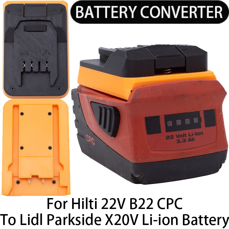 Adapter for Lidl Parkside X20V Li-ion tools to Converts to Hilti 22V B22 CPC Li-ion battery adapter power tool accessories