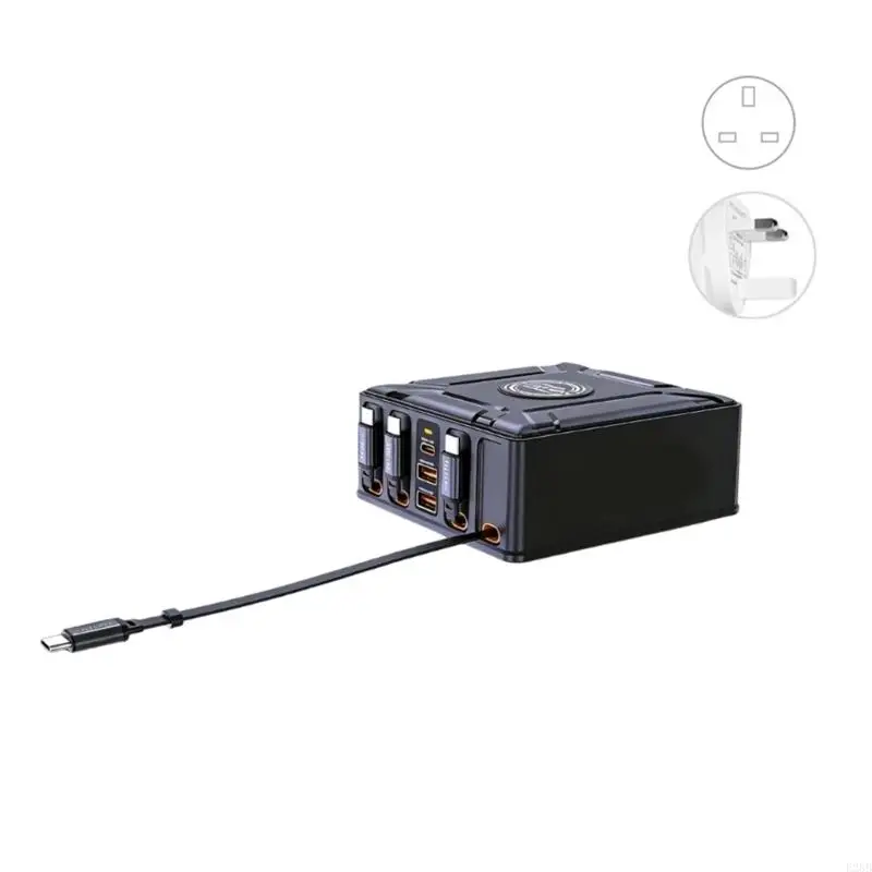 

Small 550W 7 In 1 USB Charging Hubs With 100W Retractable Cable & Intelligent Device Detections for Phones Laptops Tablets