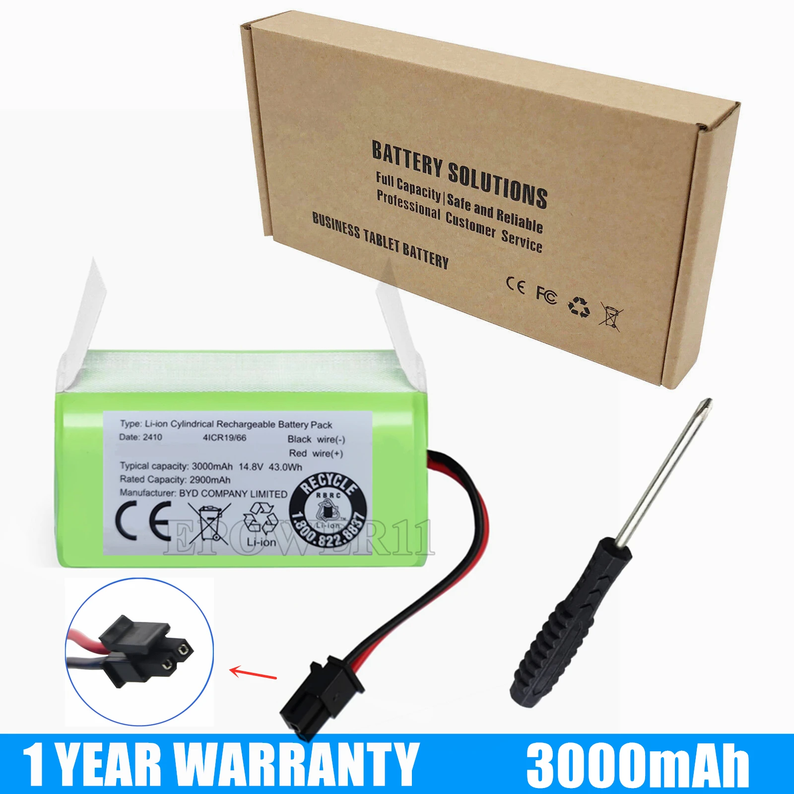 3000mAh New Battery For POLARIS 3200 Imou Bagotte BG800 BG850 Kyvol Cybovac L20 E20 E30 E31 Coredy R750 Robot Vacuum