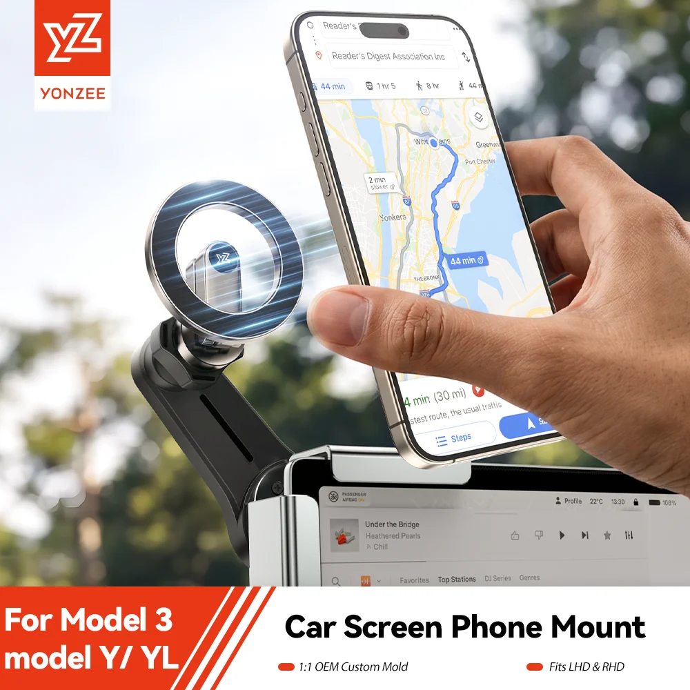 YZ Magnetic Car Phone Holder for Tesla Model YL Y 3  Car Display Screen Side 360 Degree Rotation Car Mount for all iPhone 17 18