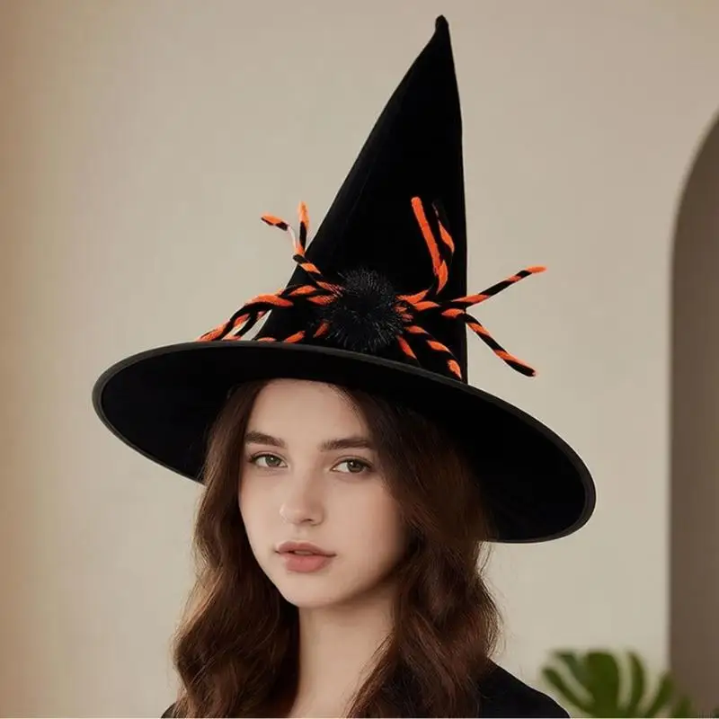 Soft Fabric Halloween Witch Hat With Pointed and Front Accent Y166