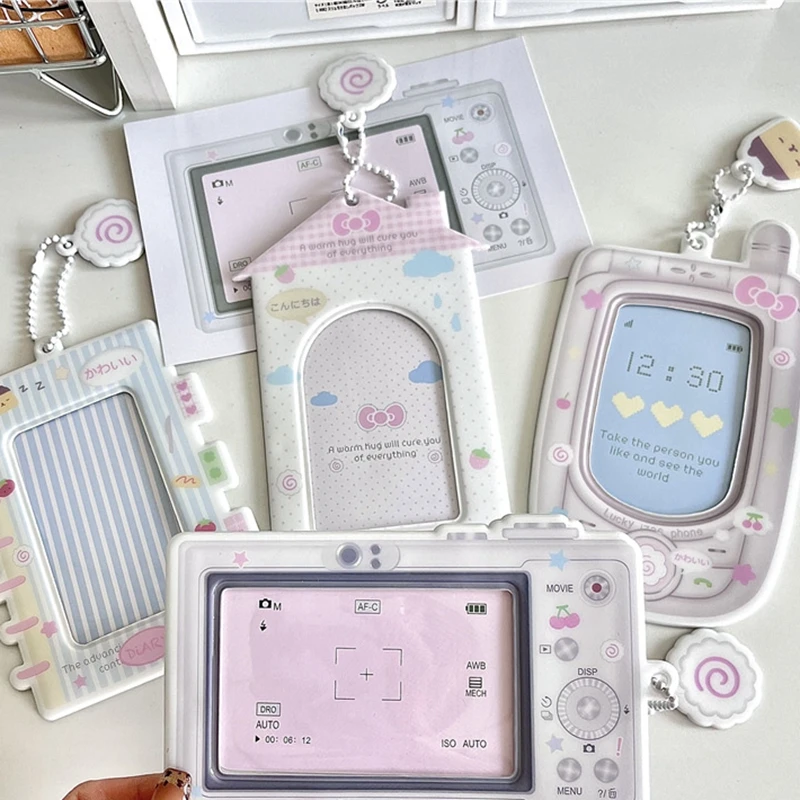 Korean Ins Cute Camera Phone Design Idol Card Holder Girl Photocard Holder Sleeves Protective Collect Pendants Gift