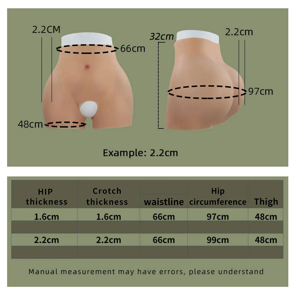 Silicone Pants Open-Crotch Buttock Padded Shaper Shorts Hips Control Enhancement fo Men/ Women Butt Lifter Crossdresser