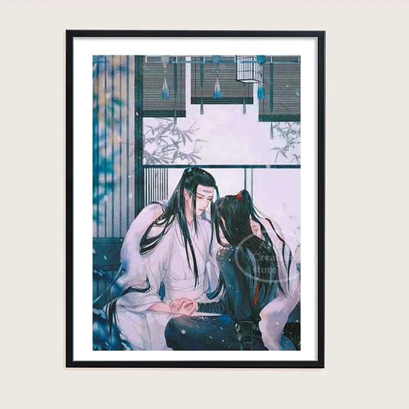 Chinese Style The Untamed Poster Canvas Painting Cartoon Magic Dao Patriarch Wei Wuxian Lan Wangji for Bedroom Wall Home Decor