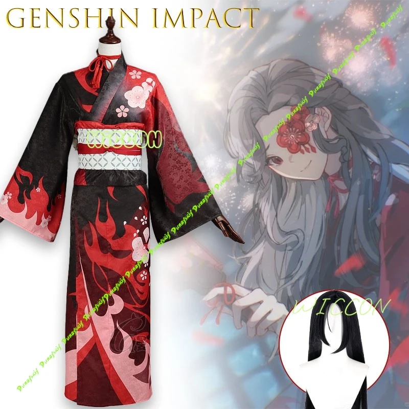 

Jirai Kei Genshin Impact Cosplay Costume Full Set With Wig Fantasy Anime Outfit Fast Shipping In Stock Halloween Party Cos