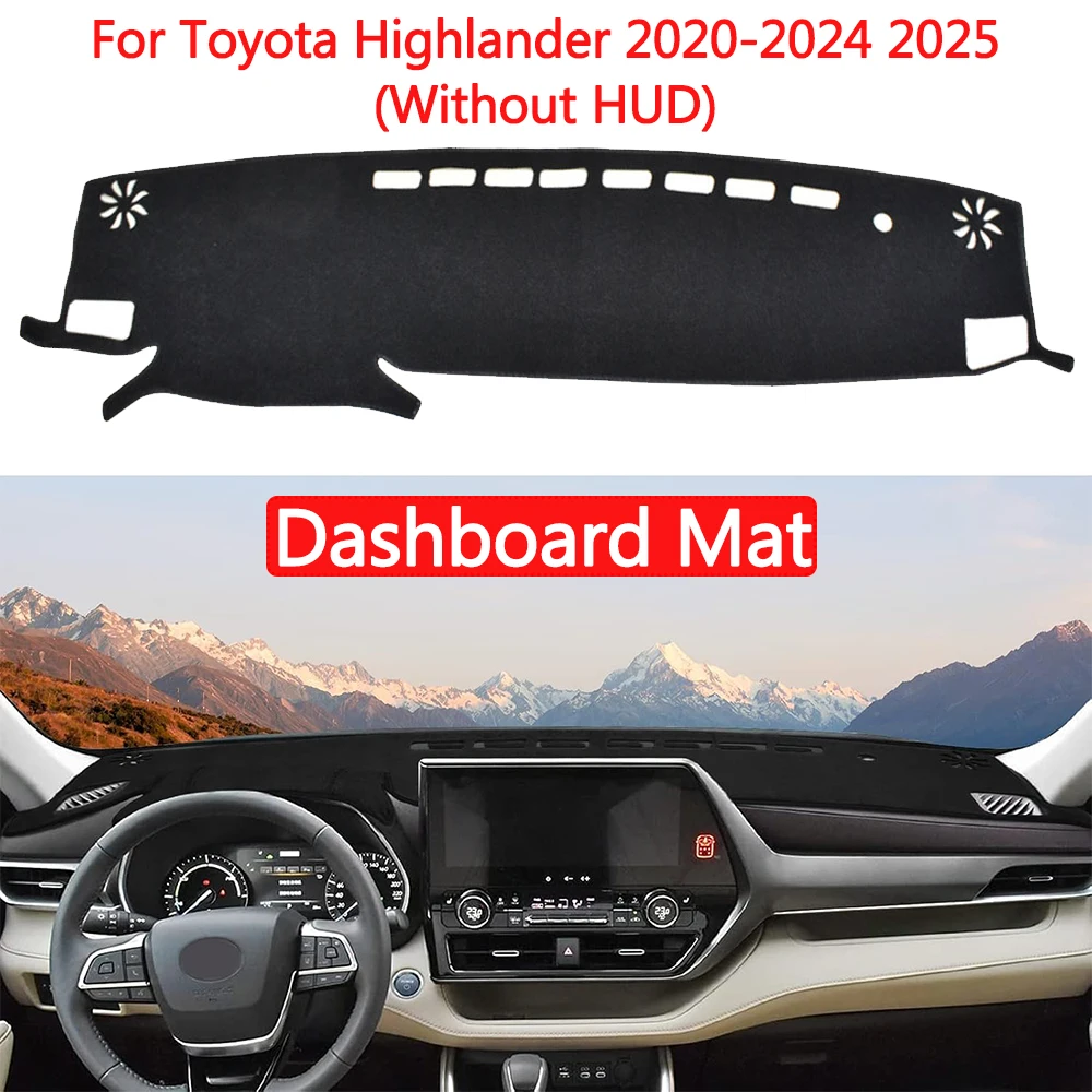 

For Toyota Highlander 2020-2024 (Without HUD) Car Dashmat Anti-UV Dashboard Cover Dash Mat Sunshade Carpet Protector Accessories