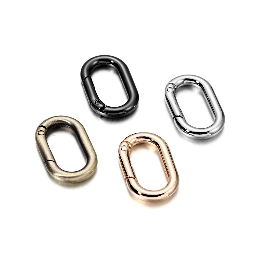 5Pcs/lot Metal Oval Ring Spring Clasps Openable Carabiner Keychain Bag Clips Hook Dog Chain Buckles Connector For DIY Jewelry