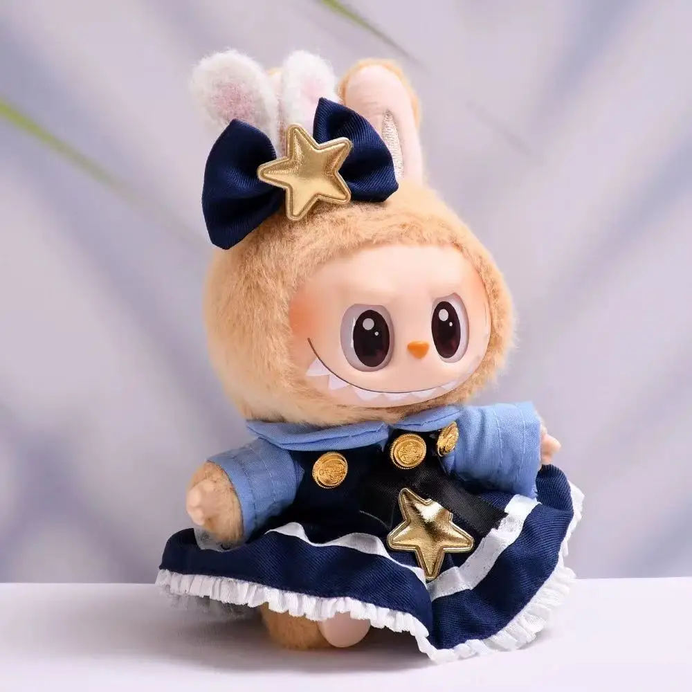 

Kawaii Clothes Set for Labubu 17cm Plush Dolls Outfit Accessories Plush Doll Clothes Heartbeat Macaron Party Dolls Clothing Set