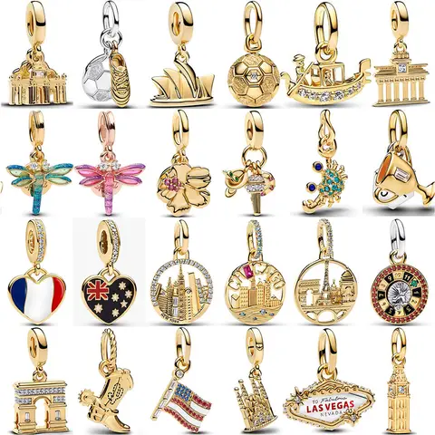 925 Gümüş Boncuk Londra Big Ben Sydney Opera Evi Eyfel Kulesi Sarkan Charm Uyumlu Moda Kadın Bileklik Bilezik Hediye DIY Takı