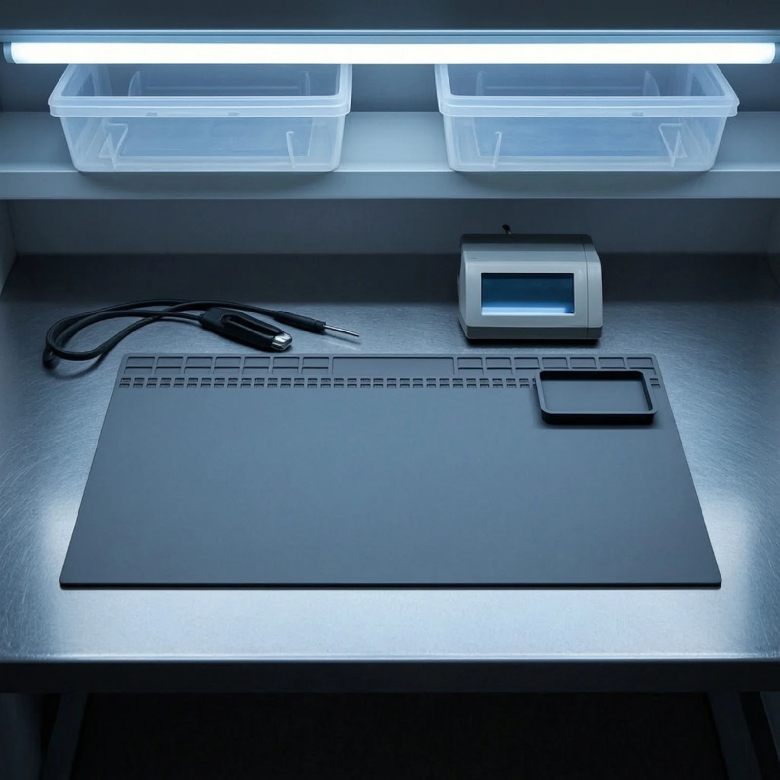 Tapete de Silicona con Compartimentos, Lavable, Resistente a la Corrosión, Plegable, para Técnicos, Banco de Trabajo