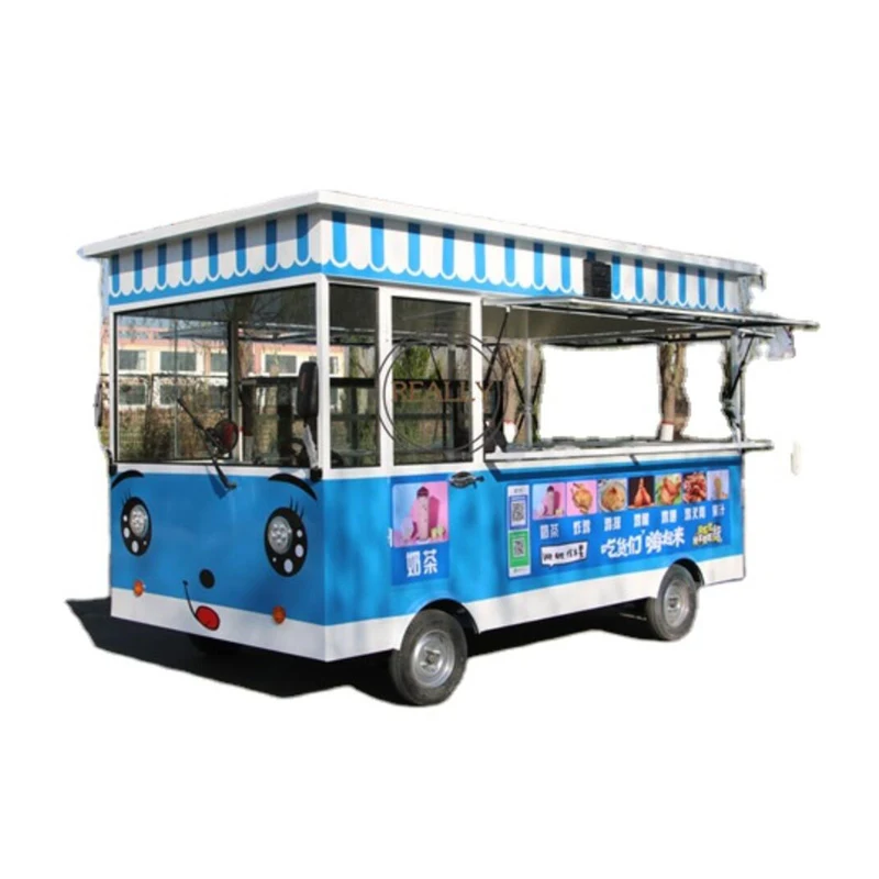 Ice Cream Hot Dog Food Cart Stainless Steel Snack Food Truck Mobile Catering Trailer For Market Or Street