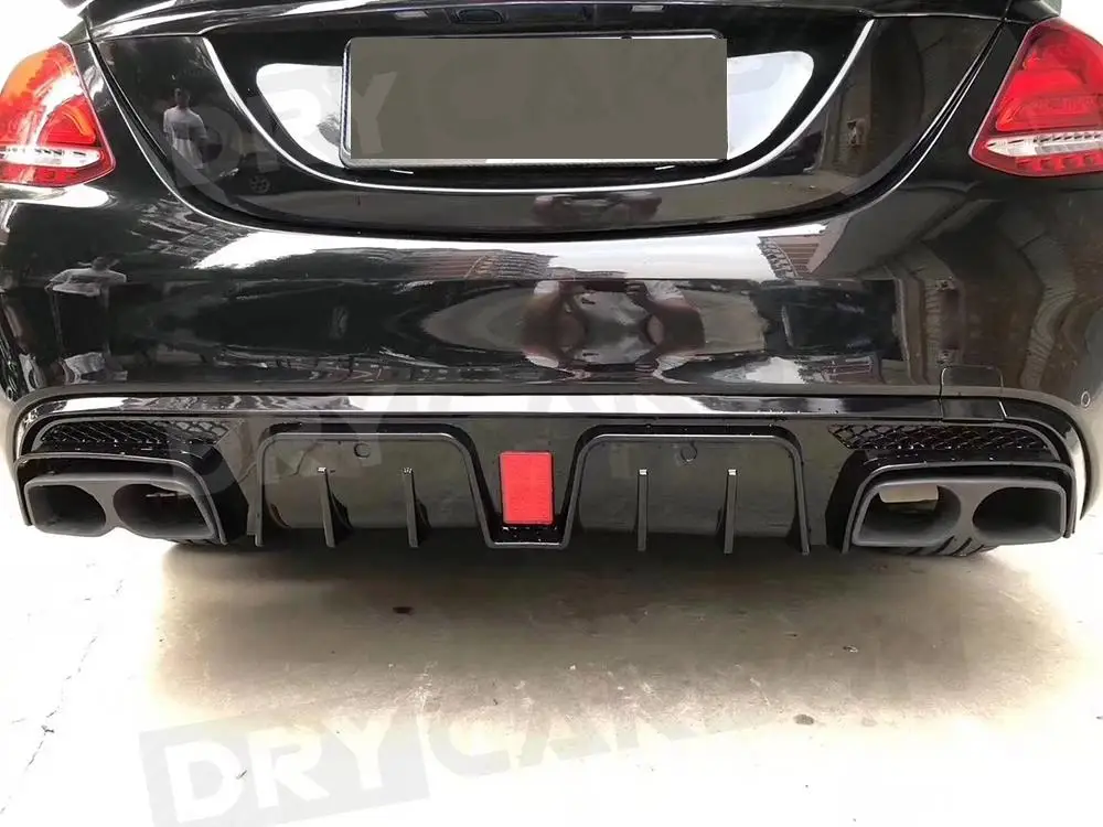 

Car Rear Bumper Diffuser Lip Spoiler for Benz C-Class W205 C200 C300 C400 C43 C63 AMG 2014-2021 Diffuser with Exhaust Tips