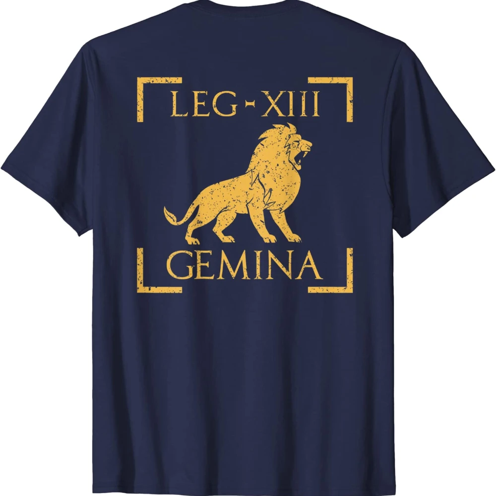 Legio XIII Gemina Lion Emblem Roman Legion Back Print Men T-Shirt Short Casual 100% COTTON O-Neck Harajuku Men Clothing