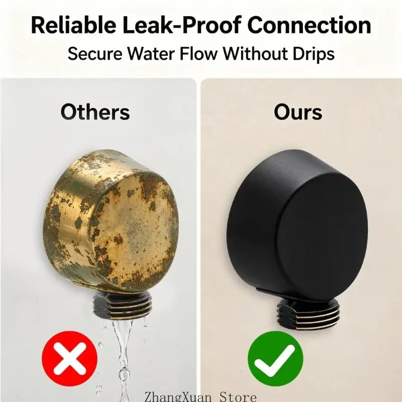 A725WR Black Metal Handheld Shower Hose Wall Connector for Bathroom Repair, Shower Outlet Mount for Daily Replacement Work and
