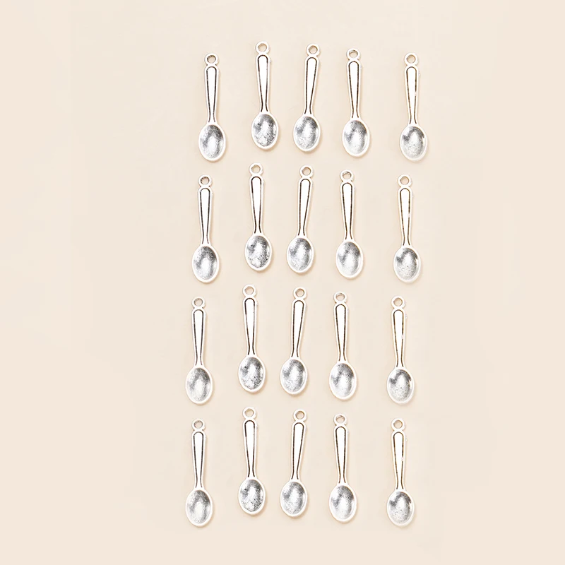 20pcs/lot Silver Color Cooking Spoon Charms Pendant DIY Necklace Bracelet for Jewelry Making Accessories