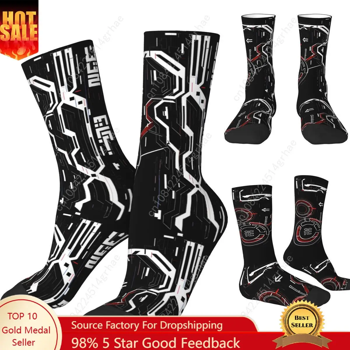 

Cybernetic Flower Techwear Socks Vintage Stockings Winter Non Slip Couple Socks Quality Custom Running Socks