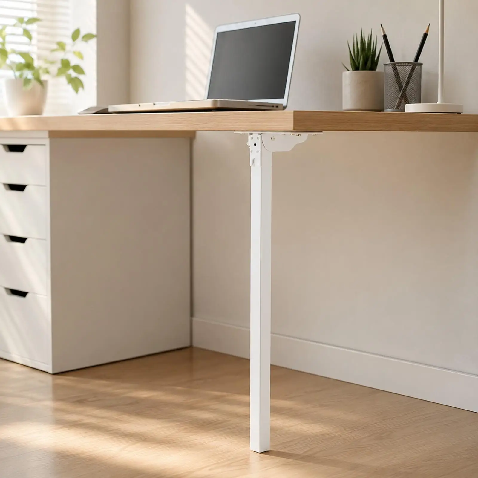 Folding Support Leg for Custom Cabinet Desk Coffee Table Portable Bench Hardware Kit with Screws White Powder Coated Iron Leg