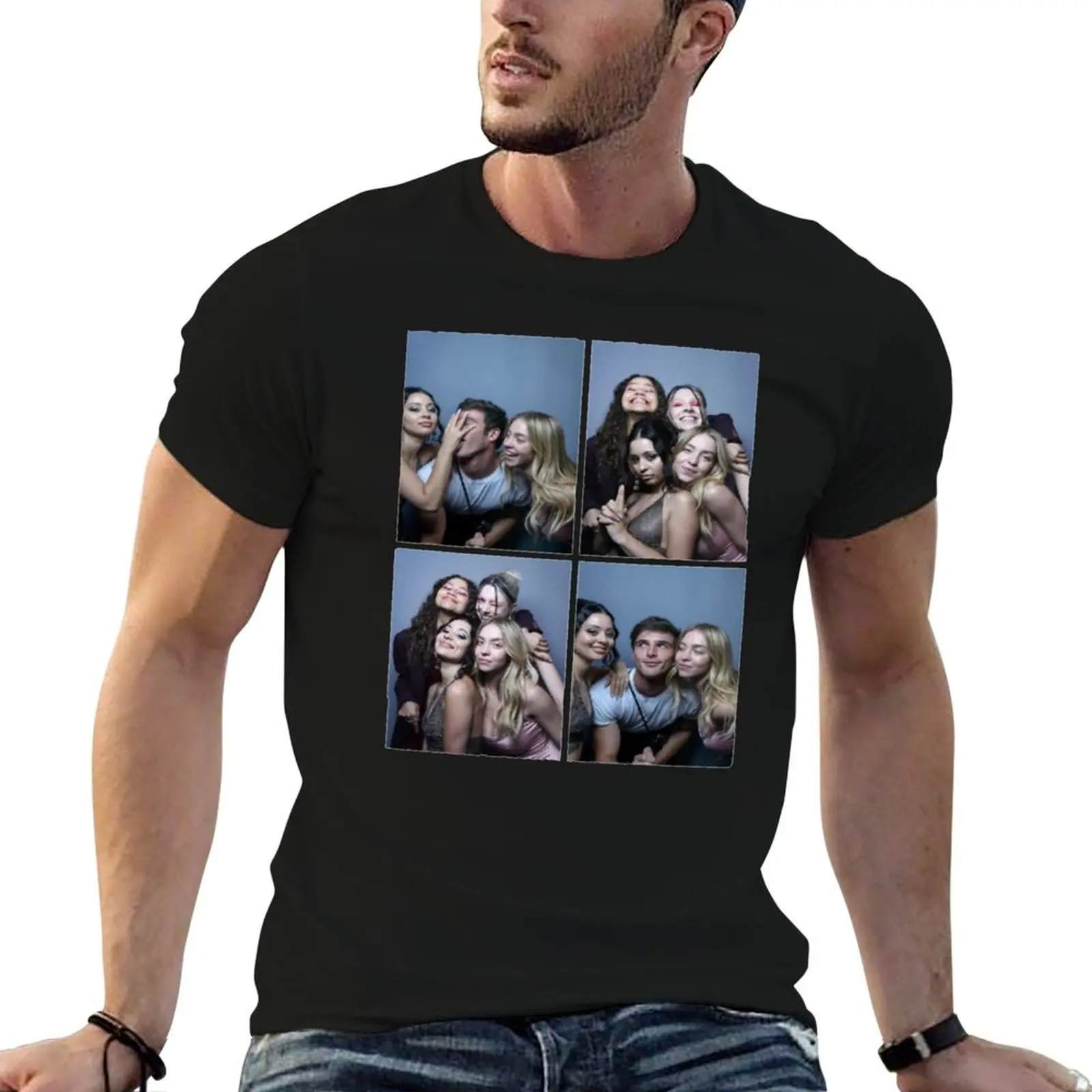T-shirt Euphoria Cast Photobooth avec design imprimé simple