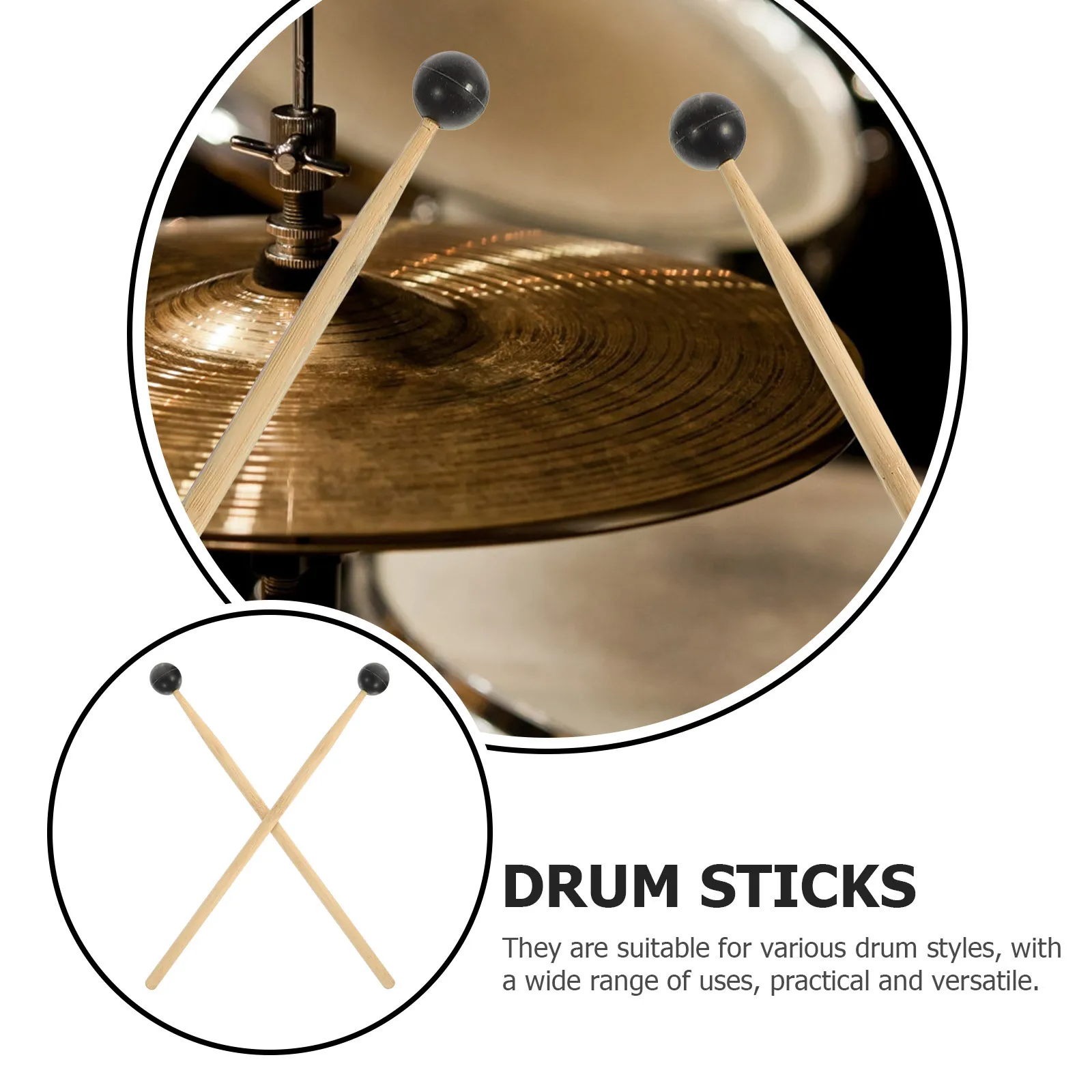 2Pcs Reliable Tongue Drumsticks for Beginners and Professionals Clear Sound No Burrs Drum Stick