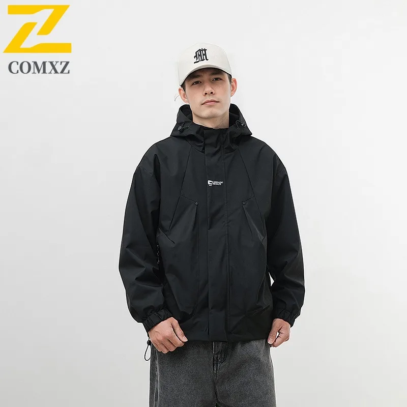 

COMXZ Men Jacket 2025 New Premium Hooded Collar Outdoor Fly Fishing Windproof Coat Camping Wear Resistant Autumn Garment