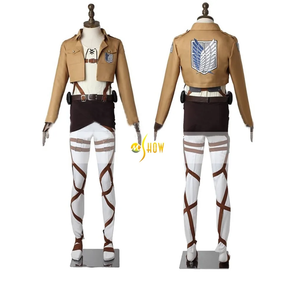 Levi Mikasa Ackerman Cosplay Costume Anime Eren Jaeger Outfits  Jacket Belt Legion Coat  Full Set