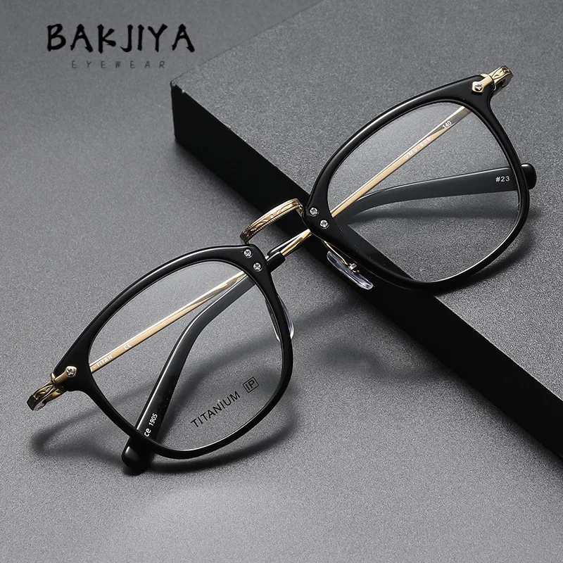 

Japanese Brand Designer Square Retro Eyeglasses for Men High-quality Handmade Acetate Titanium Optical Prescription Eye Glasses