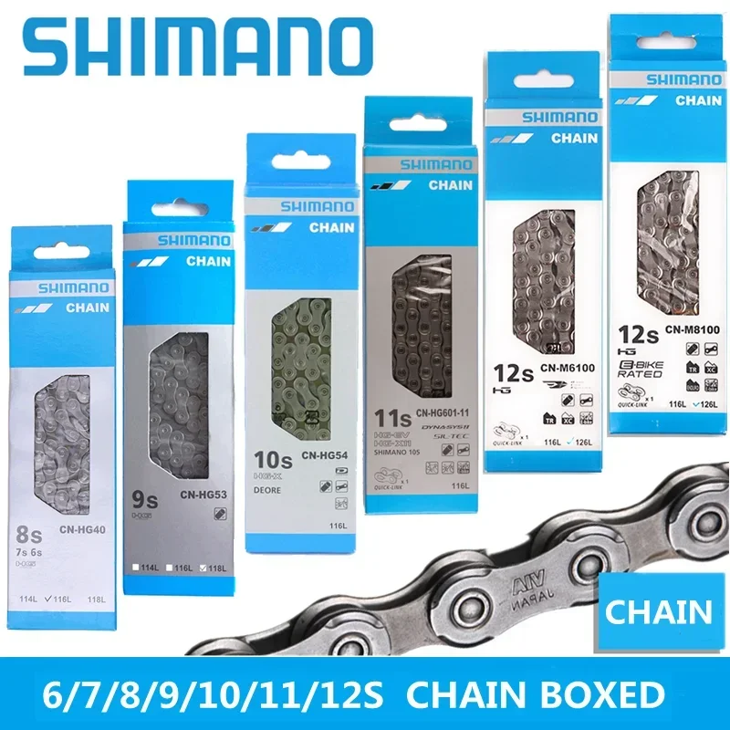 Shimano 8 9 10 11 Speed Bicycle Chains IG51 HG40 HG53 HG54 HG73 HG75 HG95 HG601 HG701 HG901 116 Links MTB Road Racing Bike Chain