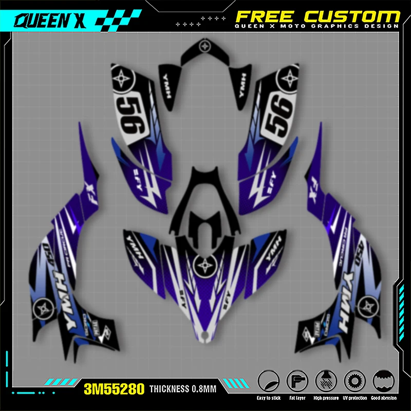 

Queen X MOTOR Motorcycle Graphics Background Decal Stickers Kits For YAMAHA YFZ450R YFZ 450R ATV 2004 2005 2006 2007 2008