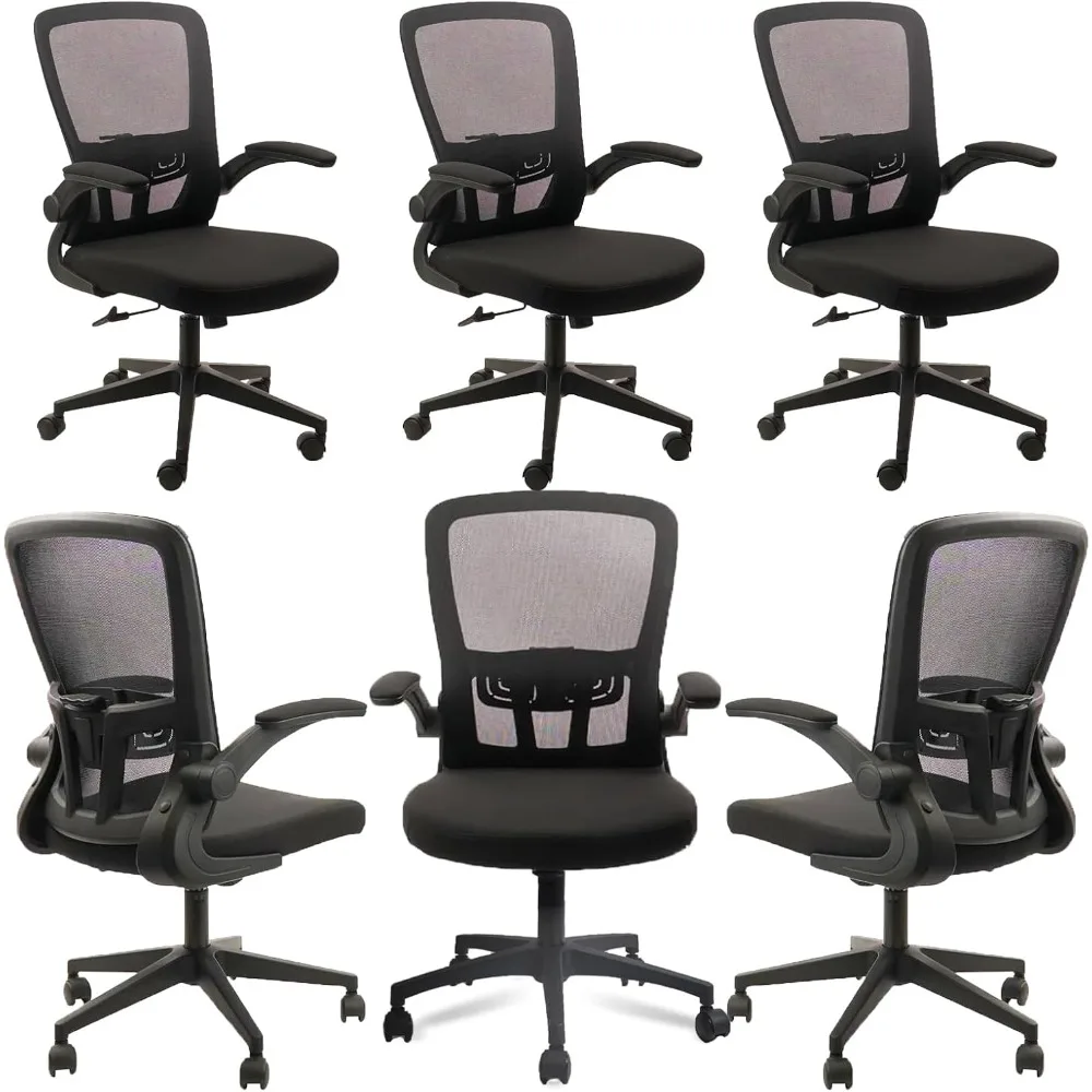 

Desk Chairs Set of 6 with Wheels, Ergonomic Mesh Office Chair Adjustable Height and Swivel Lumbar Support Home Office Chair