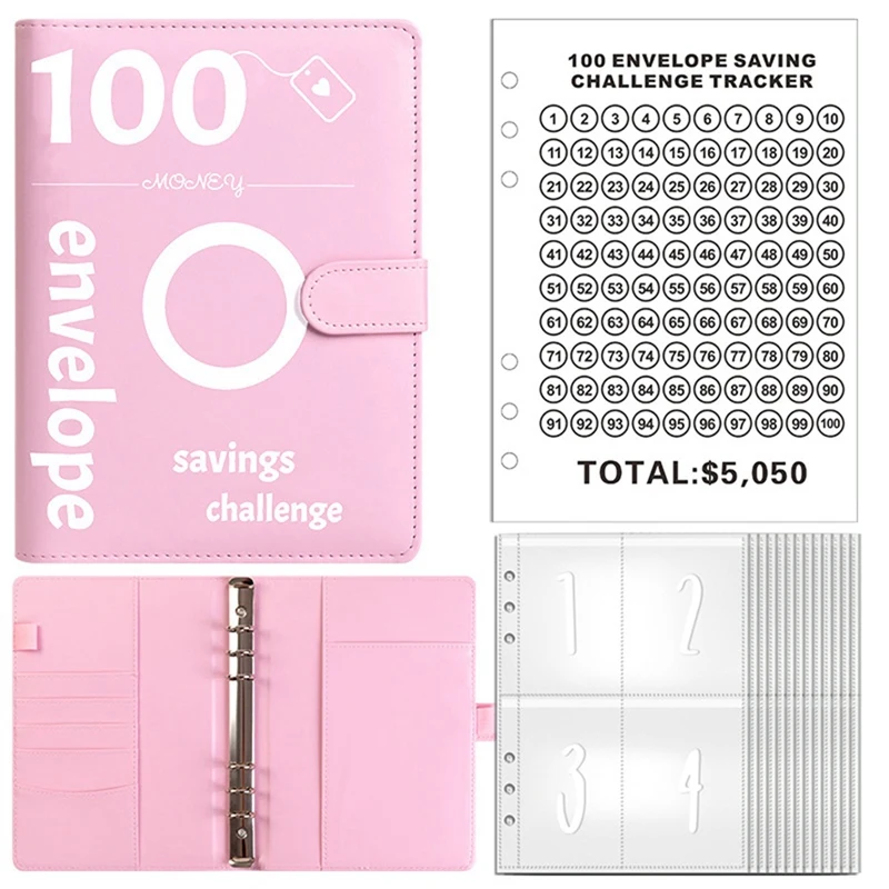 Envelopes Money Saving Challenge, Binder, Livro Orçamento, 100 Envelope