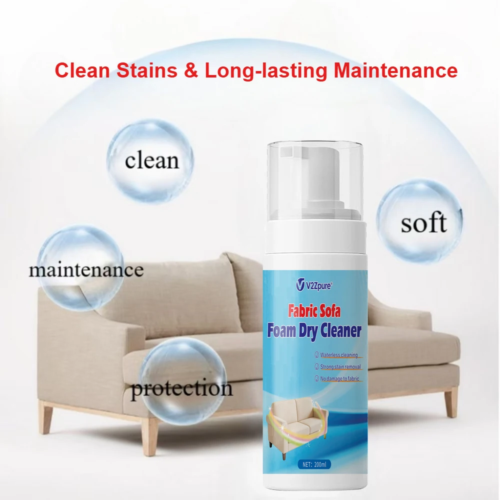 Fabric Sofa Foam Dry Cleaner Multi-Functional Cleaning Solution Clothing Stain Remover for Carpet Curtain No Water Needed Agent