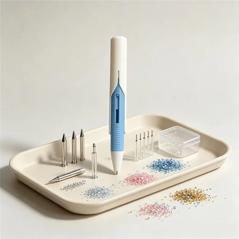 WORTHOWN-Handmade Tools With Drill Head Bits Rhinestone Painting Pen Crystal Point Multi-Placer Pens Tip Accessories