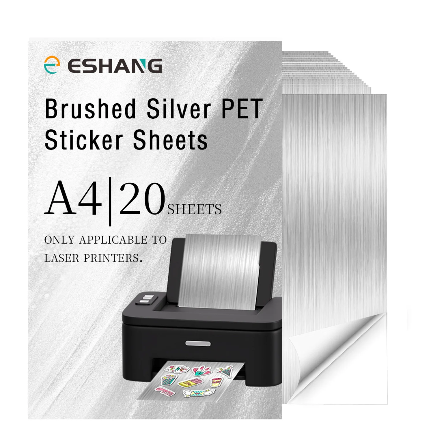 

Матовые серебряные виниловые наклейки для печати формата А4, 20 листов, металлическая клейкая пленка только для лазерного принтера для этикеток и упаковки премиум-класса