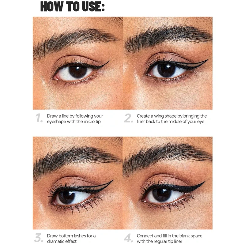 黒の滑らかな液体アイライナーペン速乾性長期持続防水アイライナー汚れ防止超微細液体アイライナー目元化粧品