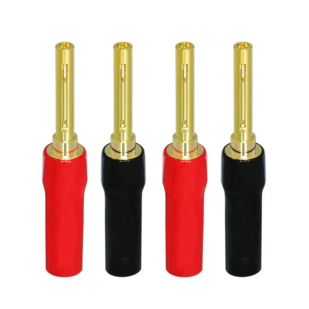 2/4Pcs 4.5MM Hole Spacing HiFi Speaker Banana Plugs Gold Plated Copper Amplifier Audio Connection Self-locking Banana Plug