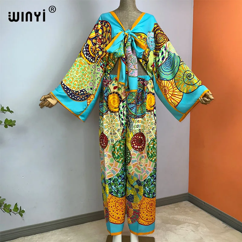 

2023 WINYI new Everyday sexy suit Bohemian Fashion leopard print elegant trab Dress Women elegant trousers suit beach cover up