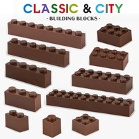 Brown Bulk Building 1X6 2X8 8X8 Hole Block Basic Accessories Education Creativity Compatible Brand Building Block Toys Boy Gift