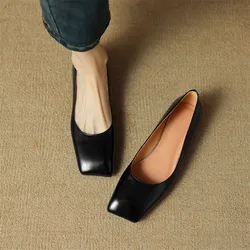 New Spring Sheepskin Women Shoes Square Toe Women Pumps Ballet Shoes for Women Zapatos De Mujer Concise Low Heels Ladies Shoes