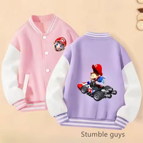Children Marios Baseball Uniform Kawaii Pokemoned Long Sleeve Warm Coat Girls Hoodie Sonic Tops