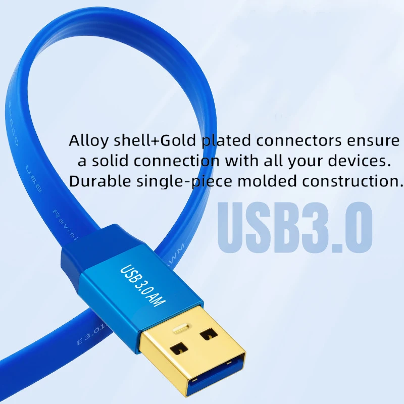 Immagine 6: Cavo di prolunga USB 3.0 ultra piatto sottile da A a A maschio/femmina Cavo dati blu da 5 Gbps per fotocamera SSD per disco rigido stampante hub PC